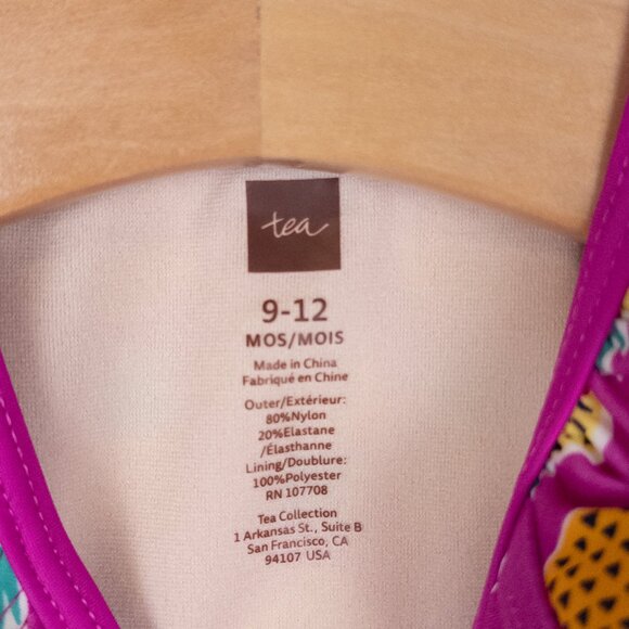 Tea Collection Pineapple Print One-Piece Bathing Suit Pink Baby Girl 9-12 months - Picture 5 of 8